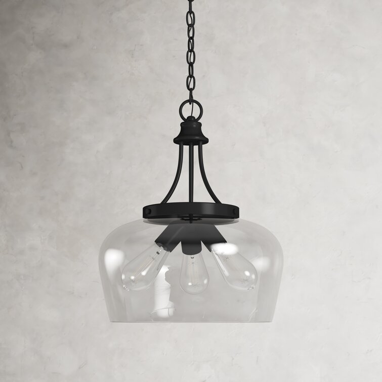 breena 3 light glass dimmable pendant